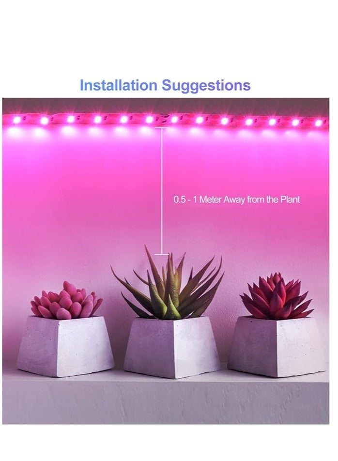 Meridian 5M  LED Grow Lights Full Spectrum 300 LEDs 5050 Chips for Hydroponic Plants Grow Greenhouse Without adapter IP65 Waterproof 1 Pink - Image 4