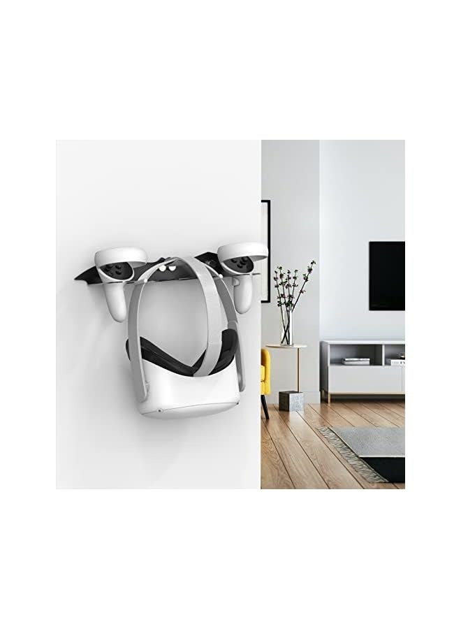 بروماس حامل حائط الواقع الافتراضي متوافق مع Meta Quest 3، Quest Pro، Quest 2، Rift S، Valve Index، HTC Vive، HP Reverb G2، حامل خطاف تخزين ملحقات الألعاب (أسود) - Image 4