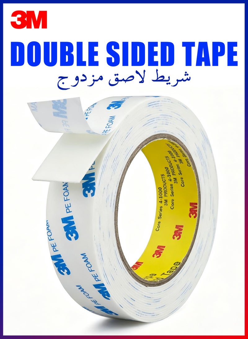 Double Sided Tape 3Cm X 3Meter Double Sided Foam Tape Mounting Tape Heavy Duty Removeable Pe Foam Tape Strips Strong Adhesive Tape Waterproof Free Damage For Paint Wall Picture Hanging Poster Strong Shockproof Grip For Home Office Decor