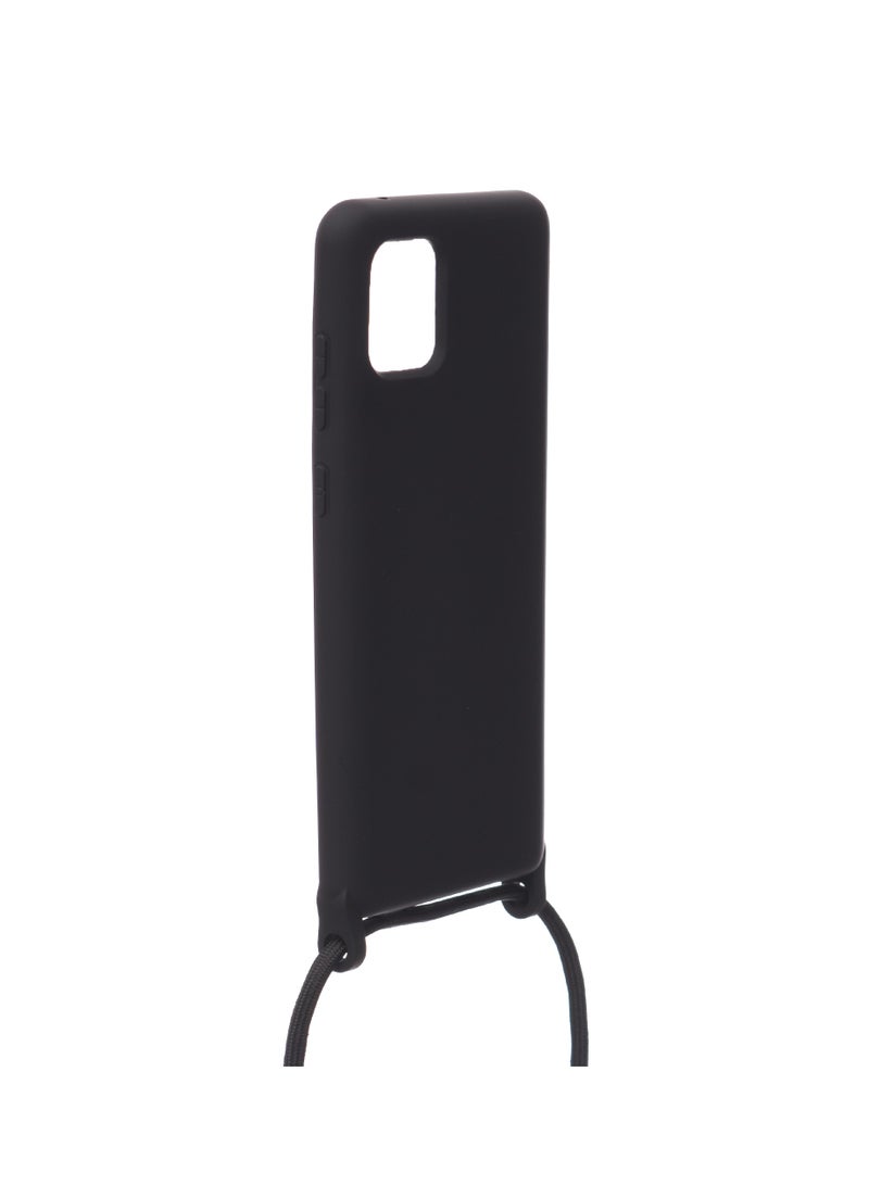 Silicone Back Phone Protection Cover With Fabric Strap And Safety Edges For Samsung Galaxy A81/Note 10 Note / M60S - Black  - Image 3