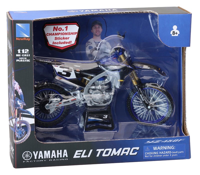 NewRay New Ray Yamaha YZ450F Championship Edition Motorcycle #3 Eli Tomac Yamaha Factory Racing 1/12 Diecast Model - Image 2