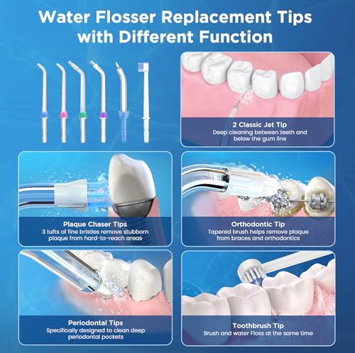 Oralphi Replacement Tips for Waterpik, Water Flosser Replacement Heads Parts for Waterpik Oral Irrigator (Aquaflosser 6 Tips A) - Image 4