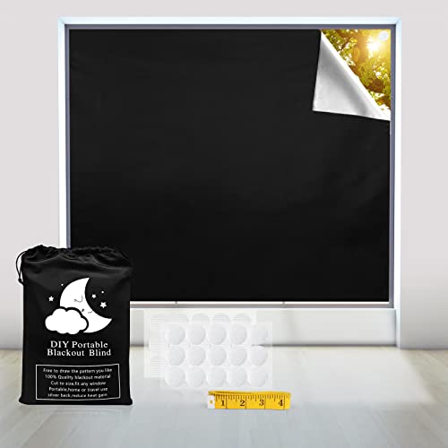 BCJJ Blackout Curtains, Portable Window Curtain Shade 100% Black Out Room Darkening Light Blocking Drapes for Bedroom Living Room - Black & Silver - Image 1