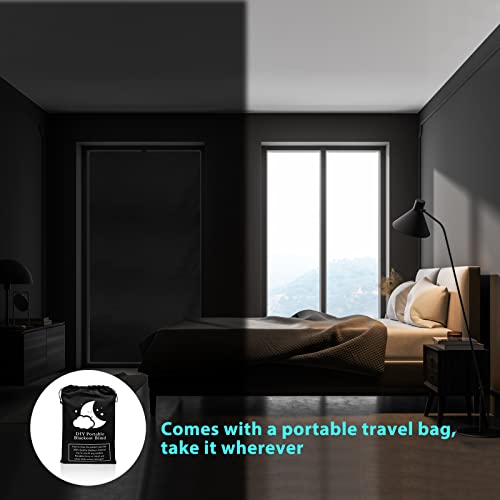BCJJ Blackout Curtains, Portable Window Curtain Shade 100% Black Out Room Darkening Light Blocking Drapes for Bedroom Living Room - Black & Silver - Image 5