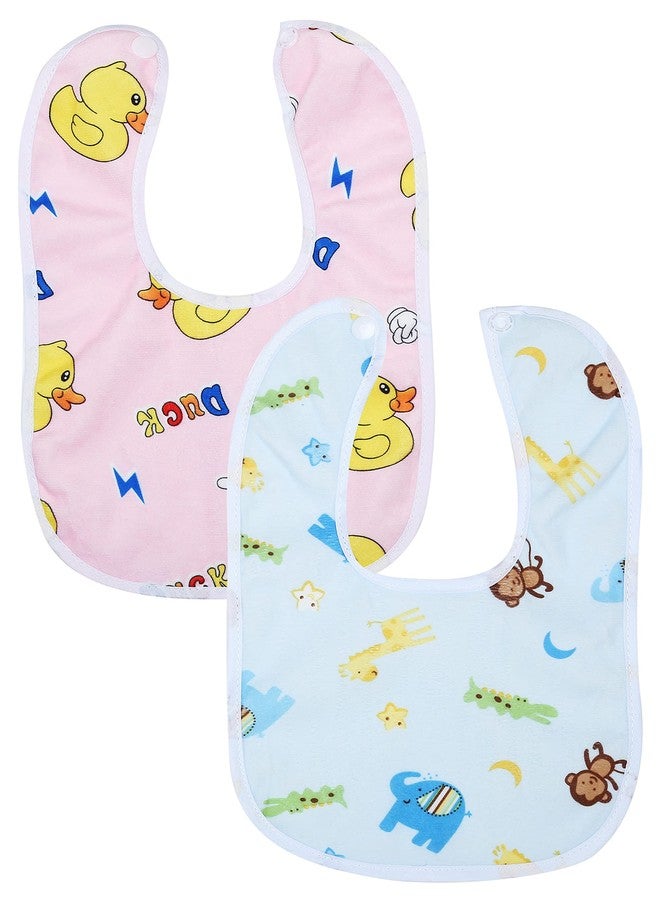 BTfash Babies Soft Button Bib for Feeding | Waterproof Bib for New Born | Washable Feeding Aprons for Infants & Toddlers | Reusable, Comfortable & Ideal for Mealtime | Gentle on Skin (Assorted_PO2) - Image 1