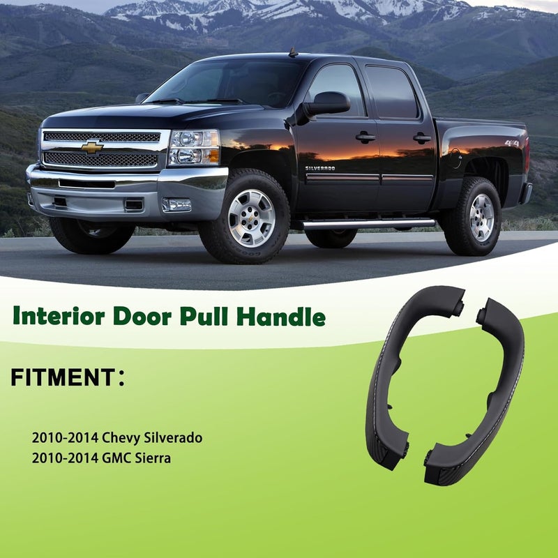 omoZone Interior Door Pull Handle Armrest Grab Handle Set for 2010-2014 Chevrolet Silverado & GMC Sierra - Ebony Carbon Fiber - Image 3
