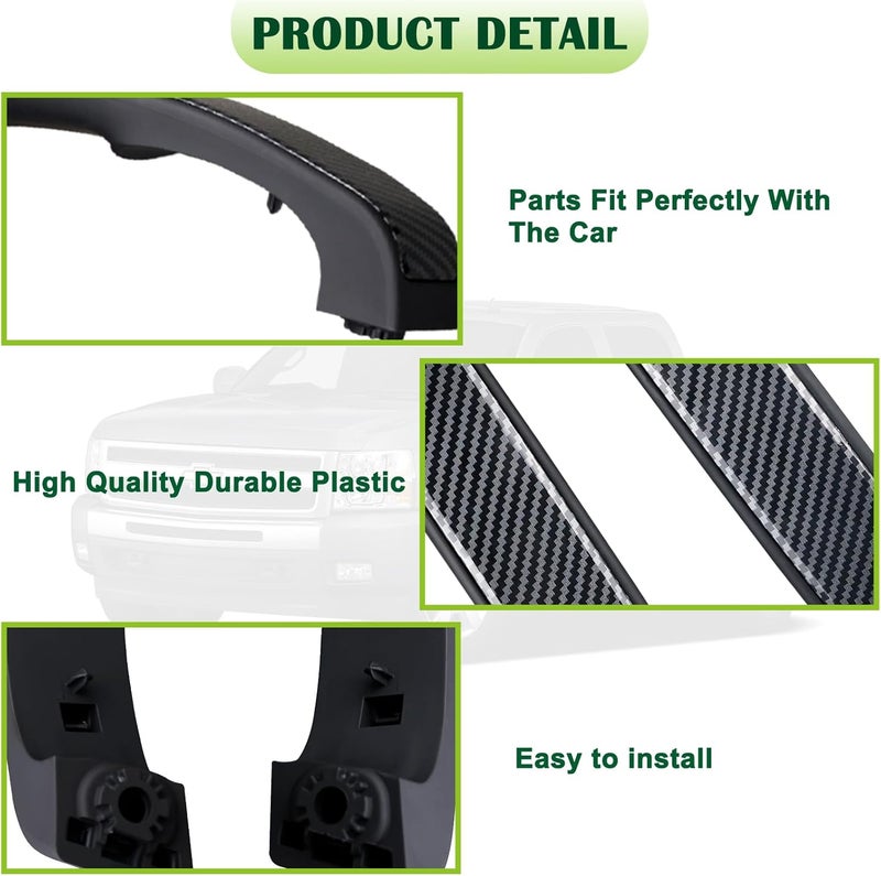 omoZone Interior Door Pull Handle Armrest Grab Handle Set for 2010-2014 Chevrolet Silverado & GMC Sierra - Ebony Carbon Fiber - Image 5