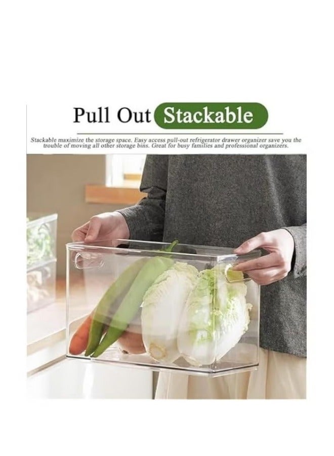 MIXDE Refrigerator Organizer Bin with Pull-out Drawer, Large Fridge Organizer and Food Storage Clear Containers, Stackable Pantry Organizer with Handle, BPA Free (9L) - Image 2
