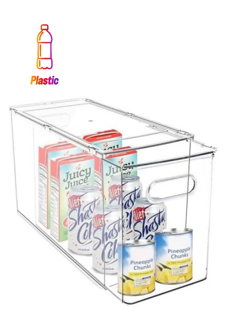 MIXDE Refrigerator Organizer Bin with Pull-out Drawer, Large Fridge Organizer and Food Storage Clear Containers, Stackable Pantry Organizer with Handle, BPA Free (9L) - Image 1