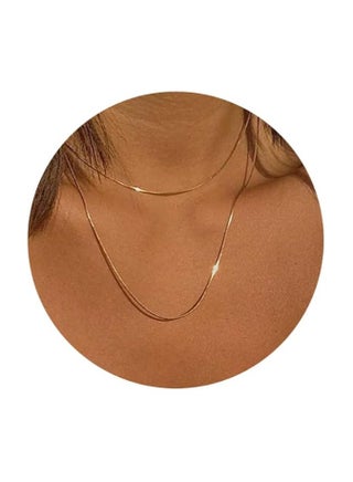 17 MILE Gold Layered Choker Necklace for Women Girls, 14K Real Gold Plated CZ Pendant Necklace, Dainty Flat Snake Chain Layering Necklace for Gift (1.5mm 2 Layered), 铜, No Gemstone - pzsku/Z757D82D9432FA50A4DAAZ/45/_/1728476045/210276d6-856f-4923-a74d-73a9eddfb149