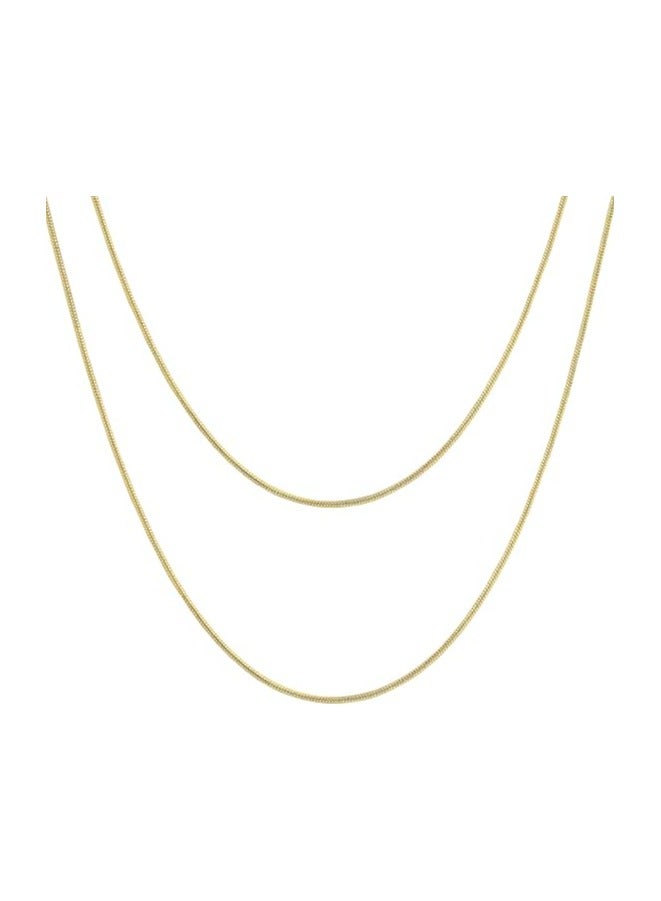 17 MILE Gold Layered Choker Necklace for Women Girls, 14K Real Gold Plated CZ Pendant Necklace, Dainty Flat Snake Chain Layering Necklace for Gift (1.5mm 2 Layered), 铜, No Gemstone