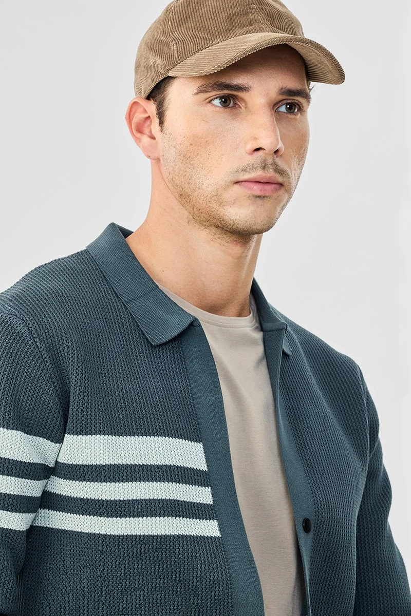 سنيتش Grey Striped Long Sleeve Regular Fit Sweater