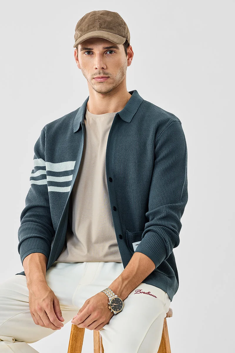 سنيتش Grey Striped Long Sleeve Regular Fit Sweater