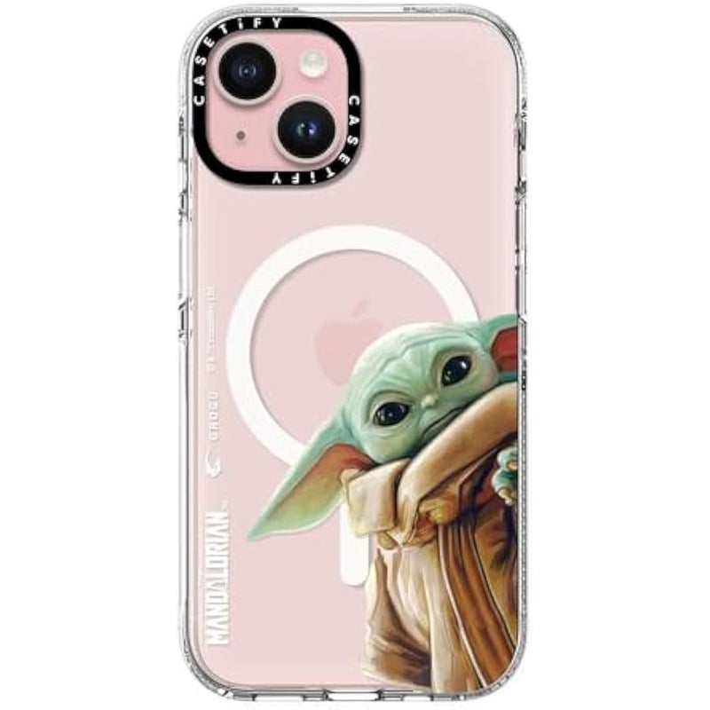 كاستيفي CASETiFY Clear iPhone 15 Case 【Mandalorian Co-Lab/Not Yellowing / 6.6ft Drop Protection/Compatible with Magsafe】 - Grogu - Clear - Image 1