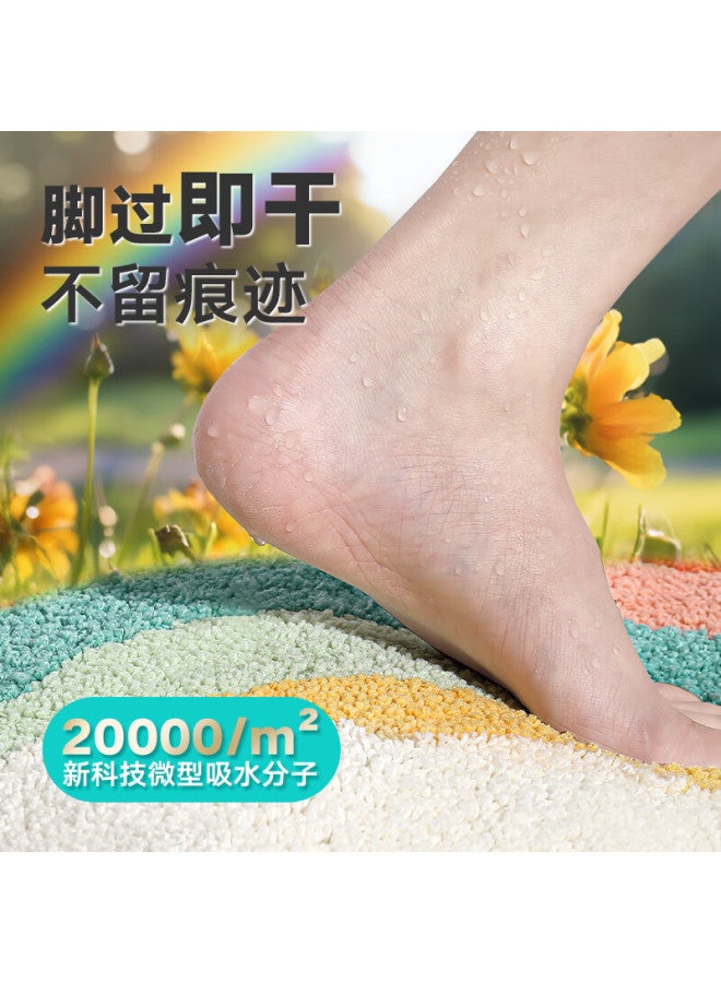 Dajiang Flocked Bathroom Mat, Non-slip Absorbent Foot Mat, Semi-circular, 45x75cm - Image 3