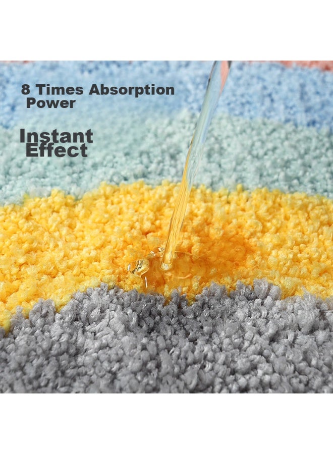 Dajiang Flocked Bathroom Mat, Non-slip Absorbent Foot Mat, Semi-circular, 45x75cm - Image 2