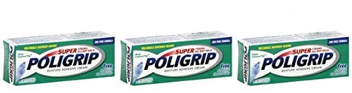 Poligrip Super Denture Adhesive Cream 075 Oz Travel Size Pack of 3