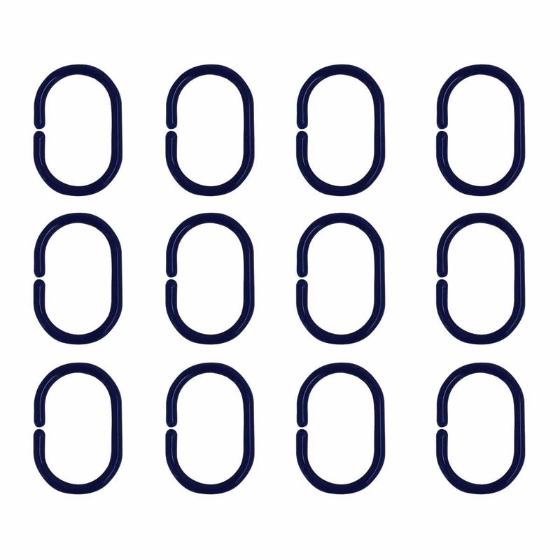 KidsCity.in Shower Curtain Rings, Plastic Rust-Proof, Unbreakable, Slides Easily on Bath Drape Rod, Curtain Liner, 12 C Shape Hooks - (JS160913) Royal Blue  - Image 4