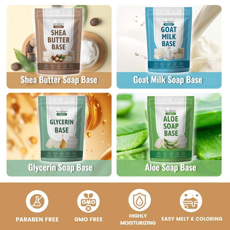 LFISGNN Soap Making Kit with 4 Flavored 4.4 lbs Soap Base, DIY Soap Making Supplies Kits for Adults with Soap Melting Pot, Soap Base (Shea Butter, Glycerin, Aloe, Goat Milk) and 5 Soap Molds - Image 5
