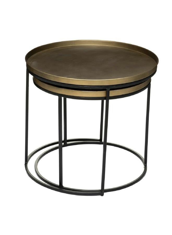 لوفت باسيل طاولة جانبية طقم قطعتين خشب طبيعي معدن-179131 - Image 2