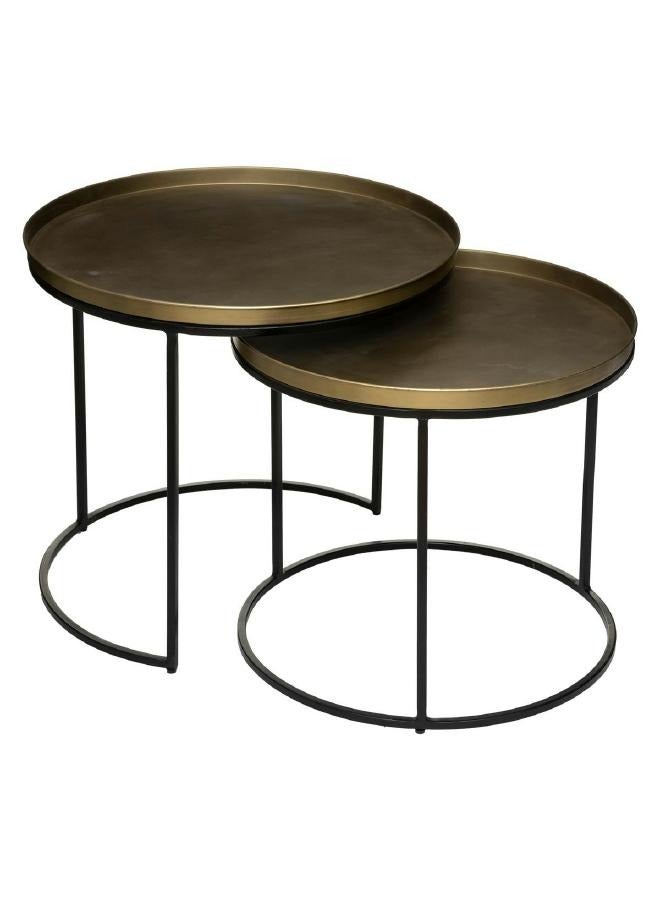 لوفت باسيل طاولة جانبية طقم قطعتين خشب طبيعي معدن-179131 - Image 3