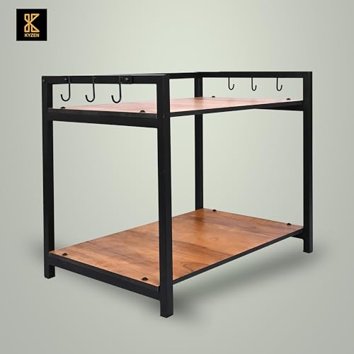 KYZEN Deluxe Microwave Oven OTG Stand for Kitchen Counter, Toaster Organizer, Extra Storage with Side Hooks for Home & Kitchen Appliances 2T_Deluxe - Image 5