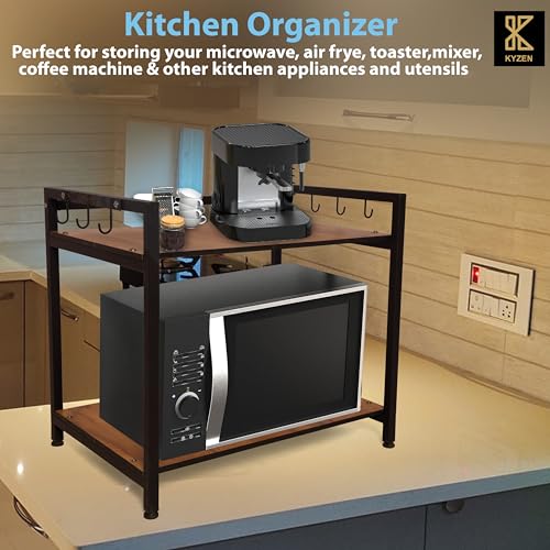 KYZEN Deluxe Microwave Oven OTG Stand for Kitchen Counter, Toaster Organizer, Extra Storage with Side Hooks for Home & Kitchen Appliances 2T_Deluxe - Image 2