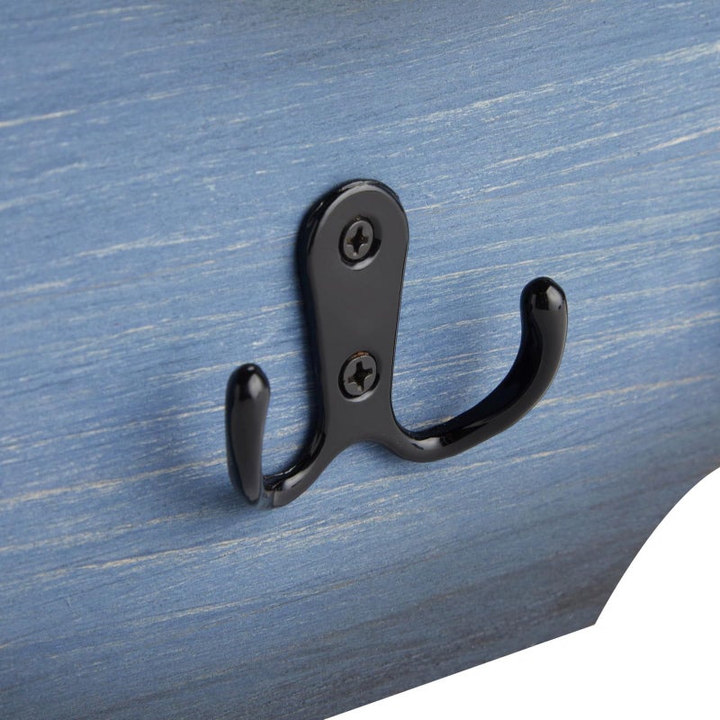 Okuna Outpost Whale Wall Hook - 15.5 x 6.75 x 1 in, Blue Nautical Wood - Coastal Room Decor & Ocean Decor - Whale Towel Hook with Double Hangers for Towels, Coats & Keys - Image 5