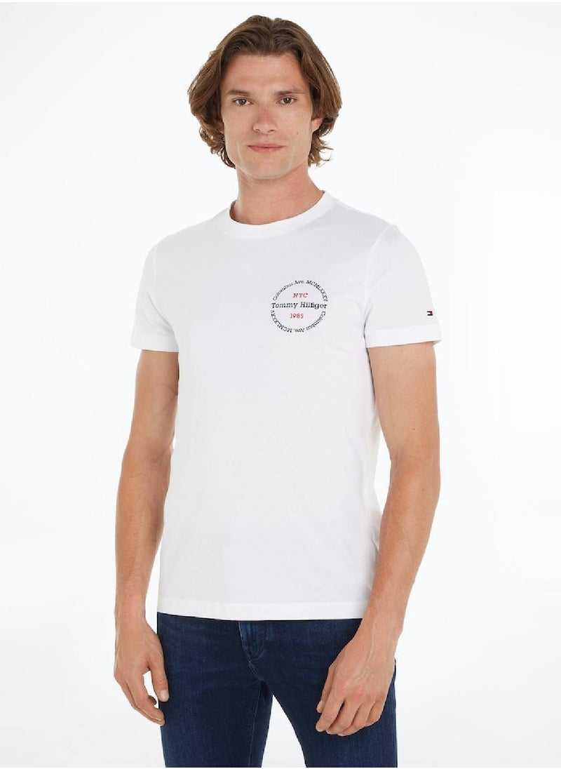 TOMMY HILFIGER Men's Hilfiger Roundel Logo T-Shirt - Cotton, White  - Image 1
