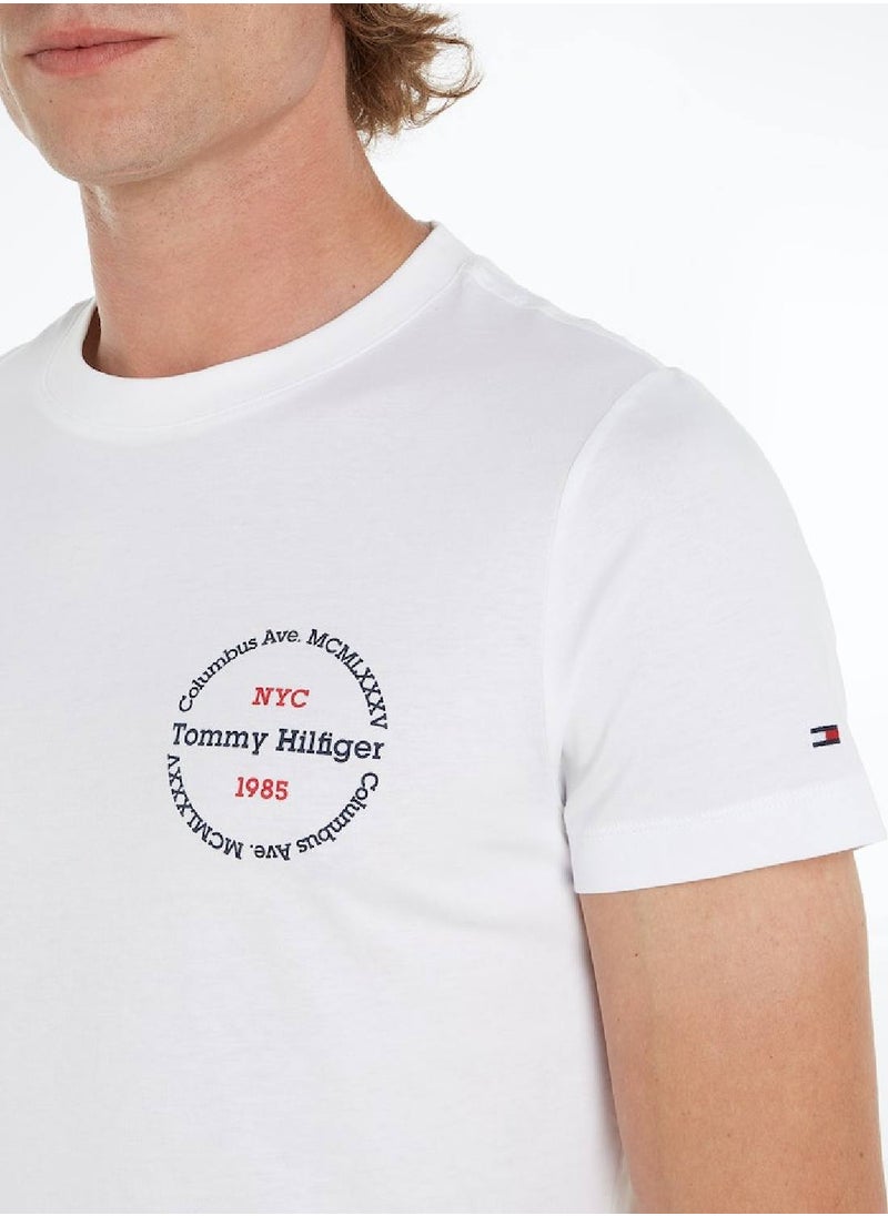 TOMMY HILFIGER Men's Hilfiger Roundel Logo T-Shirt - Cotton, White  - Image 5