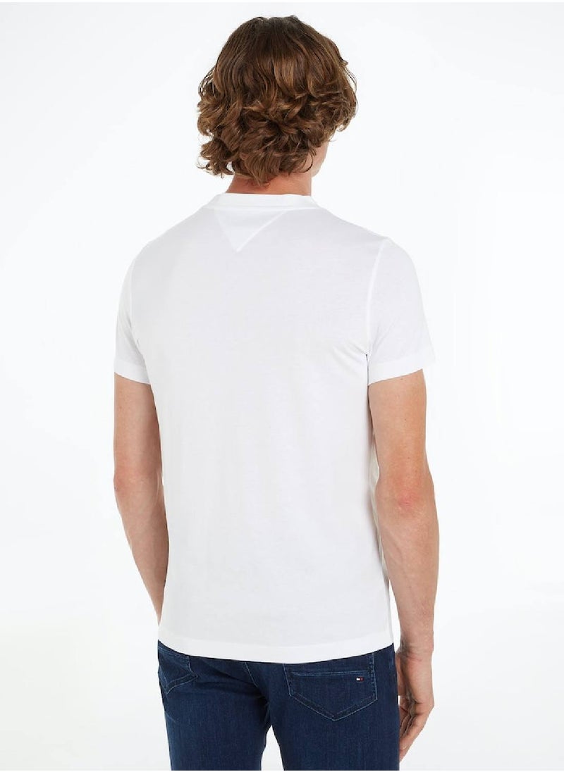 TOMMY HILFIGER Men's Hilfiger Roundel Logo T-Shirt - Cotton, White  - Image 3