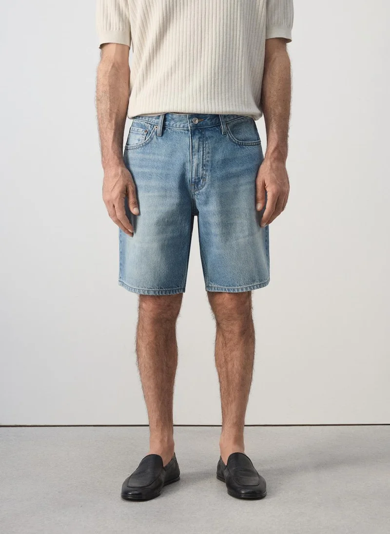 Straight-Fit Denim Bermuda Shorts