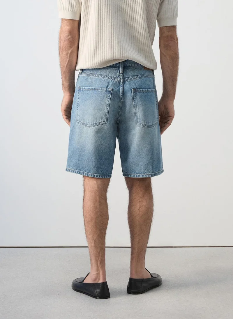 Mango Man TM-TEJANO MEDIO Straight-Fit Denim Bermuda Shorts for Men | Best Price UAE