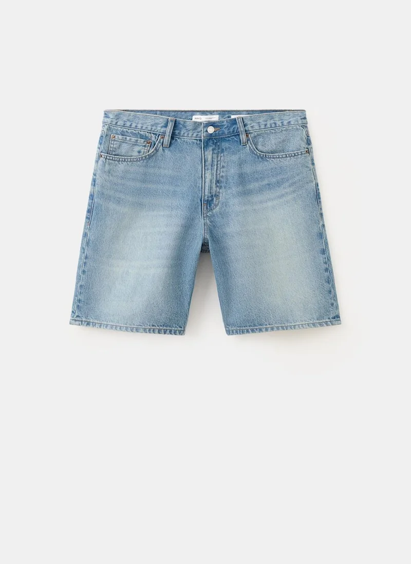 Mango Man TM-TEJANO MEDIO Straight-Fit Denim Bermuda Shorts for Men | Best Price UAE