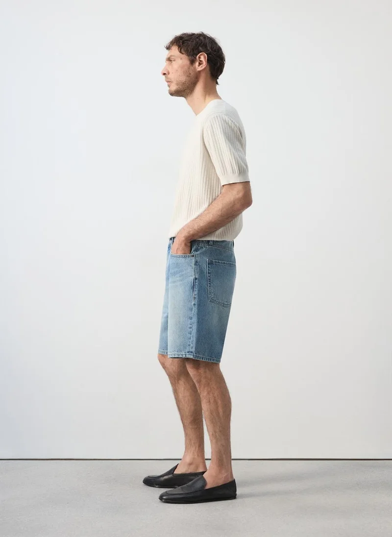 Mango Man TM-TEJANO MEDIO Straight-Fit Denim Bermuda Shorts for Men | Best Price UAE