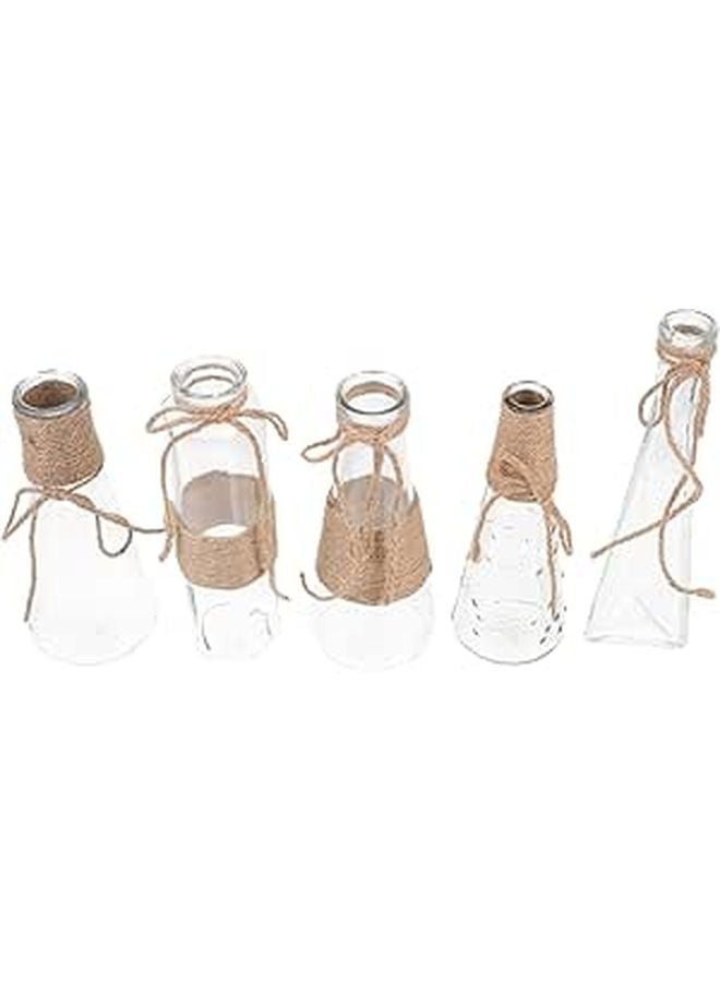 5pcs Glass Vase Set Handmade Rope Detail Hydroponic Container for Dried Fresh Flowers Desktop Decor - Image 1