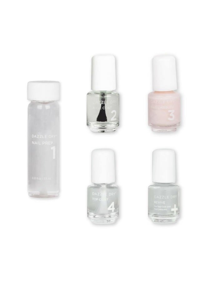 Dazzle Dry Mini Kit 4 Step System - Rose Quartz, a light peach blossom with pink blush. Semisheer cream. (5 Piece Kit / 5 Manicures) - Image 1