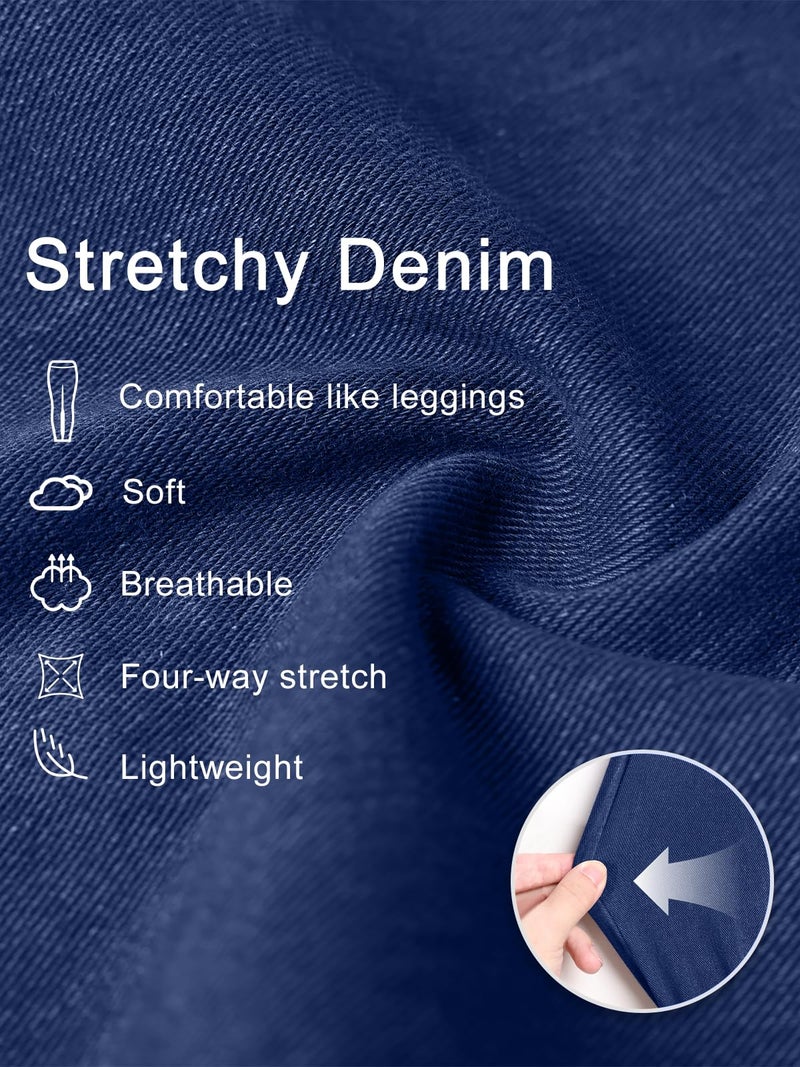 DLOODA Women's Wide Leg Jeans High Waisted Stretchy Denim Pants Elastic Waist Pull On Sweatpant Jeans Trendy Baggy Loose Medium Blue - Image 4