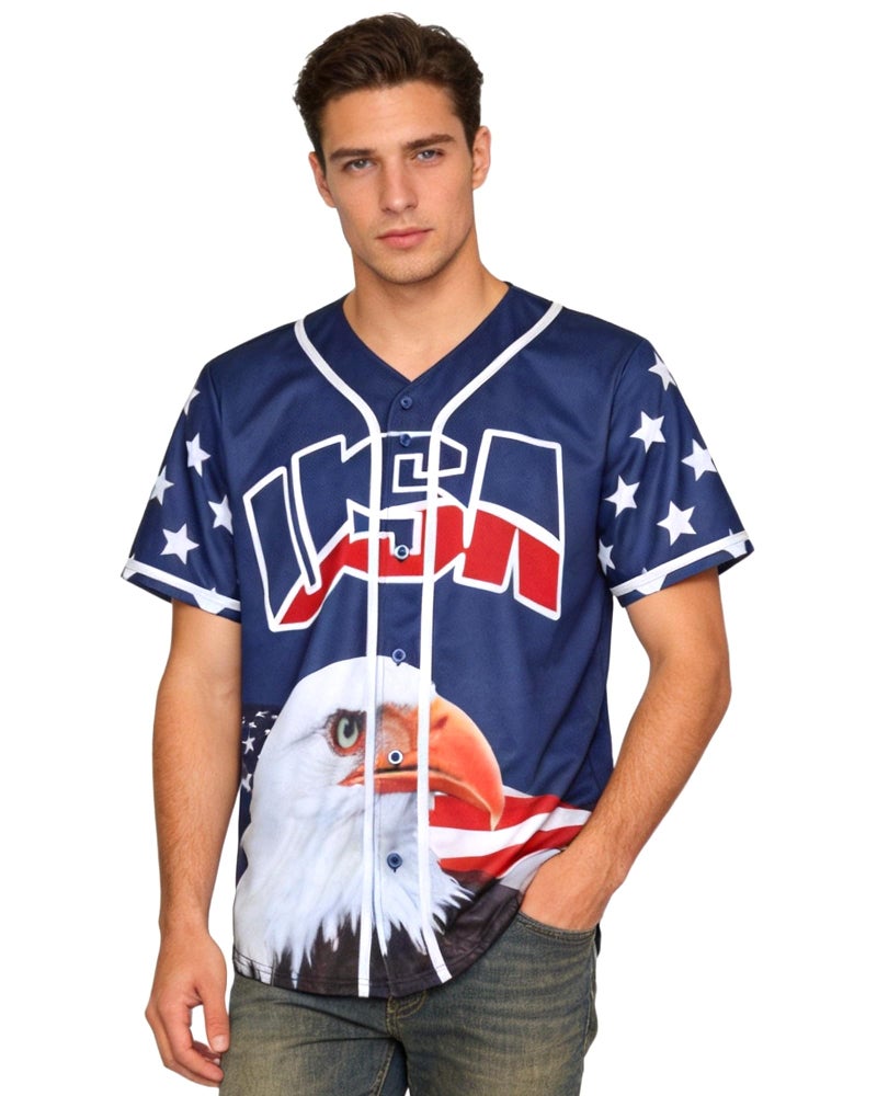 FUJUTANG USA Baseball Jersey for Men American Flag Statue of Liberty USA Eagle America Shirts Sports Uniform - Image 2