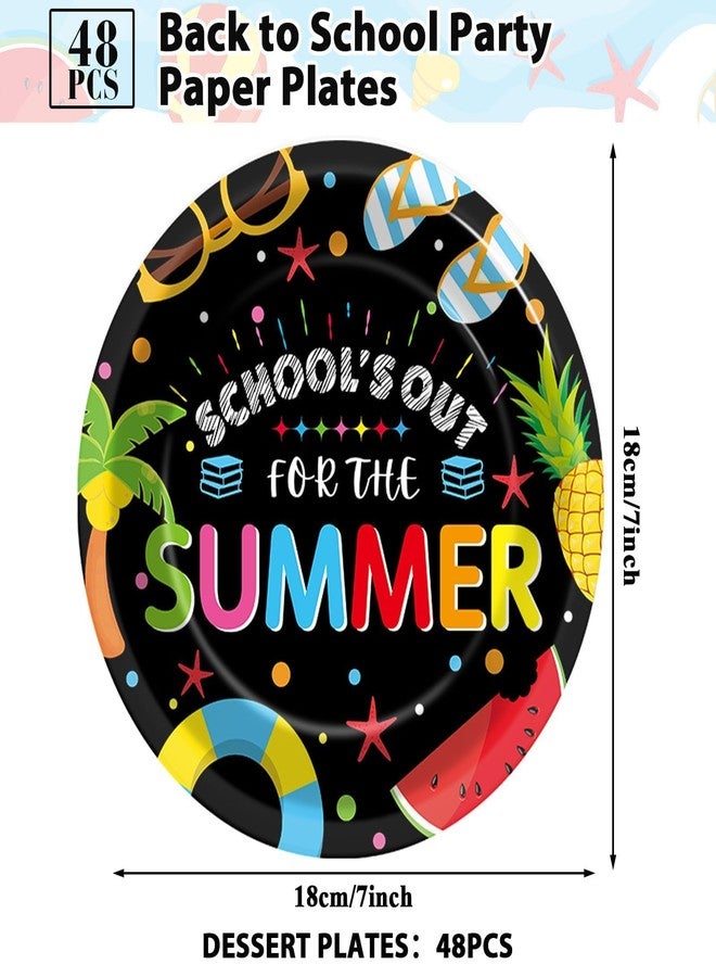 CHUNNIN 48Pcs School's Out for The Summer Party Plates for End of School Year Party Decorations Summer End of School Disposable Dessert Plates School's Out Themed 7 Inch Decors for Graduation Party Supplies - Image 2