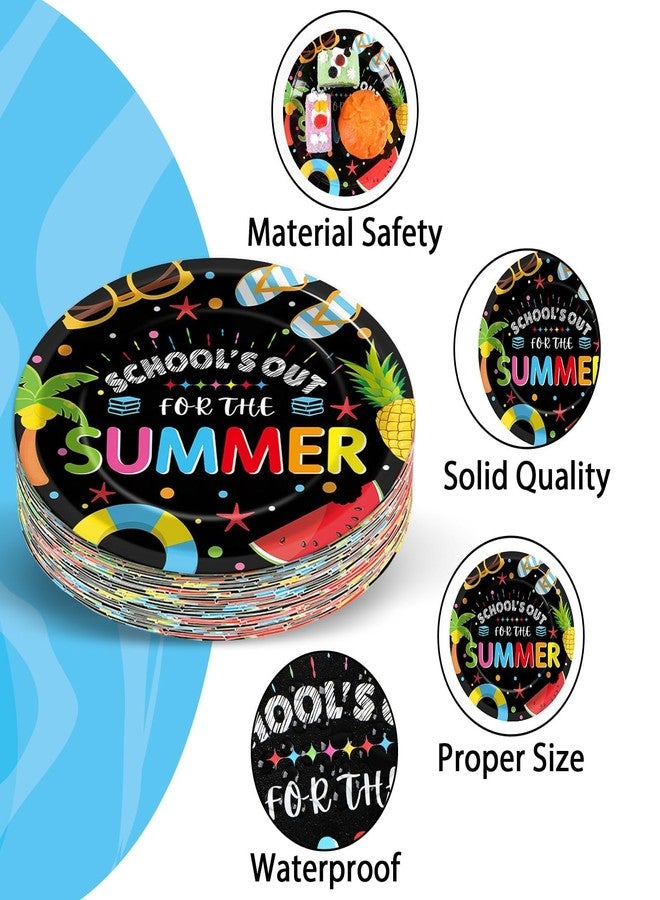 CHUNNIN 48Pcs School's Out for The Summer Party Plates for End of School Year Party Decorations Summer End of School Disposable Dessert Plates School's Out Themed 7 Inch Decors for Graduation Party Supplies - Image 4
