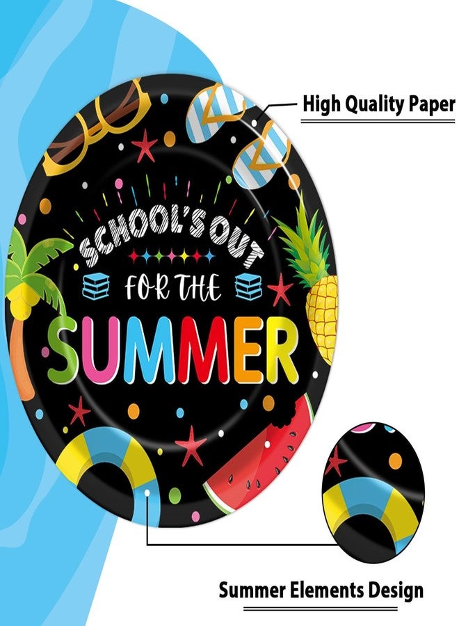 CHUNNIN 48Pcs School's Out for The Summer Party Plates for End of School Year Party Decorations Summer End of School Disposable Dessert Plates School's Out Themed 7 Inch Decors for Graduation Party Supplies - Image 3