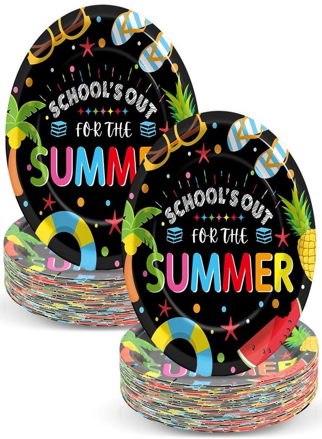 CHUNNIN 48Pcs School's Out for The Summer Party Plates for End of School Year Party Decorations Summer End of School Disposable Dessert Plates School's Out Themed 7 Inch Decors for Graduation Party Supplies - Image 1