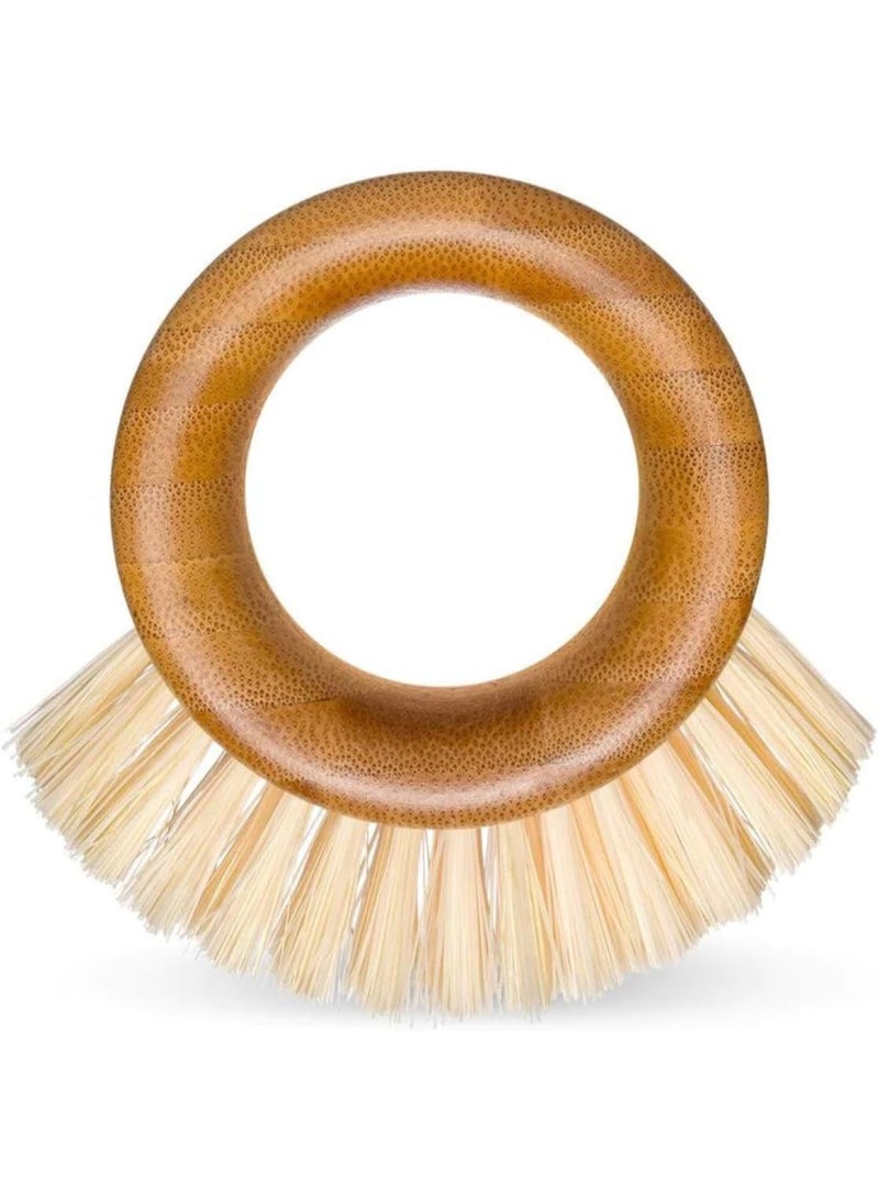 Full Circle The Ring Bamboo Vegetable and Fruit Cleaning Brush - A Versatile Scrubber for Food, Including Potatoes, Mushrooms, and Veggies with Recycled Bristles and Handle - Image 1