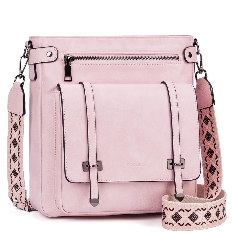 Roulens Crossbody Bags for Women,Multi Pocket Crossbody Purses Vegan Leather Shoulder Handbags Travel Purse Adjustable Strap - Image 1