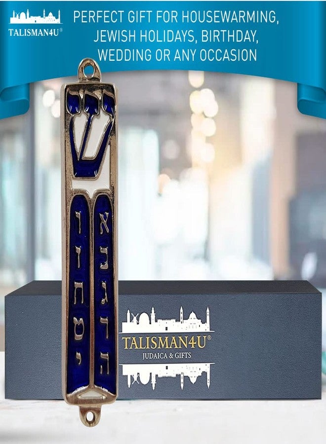 Talisman4U Ten Commandments Mezuzah with Scroll Silver Tone Blue Enamel Israel Door Mezuza 3.5 Inch - Image 3