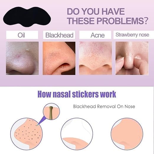 Generic Nose Strips Blackhead Remove Purifying Pore Strips Nose Strips Charcoal Nose Pore Strips Cleansing Remove Blackheads Cleaning 10 PCS  - Image 3