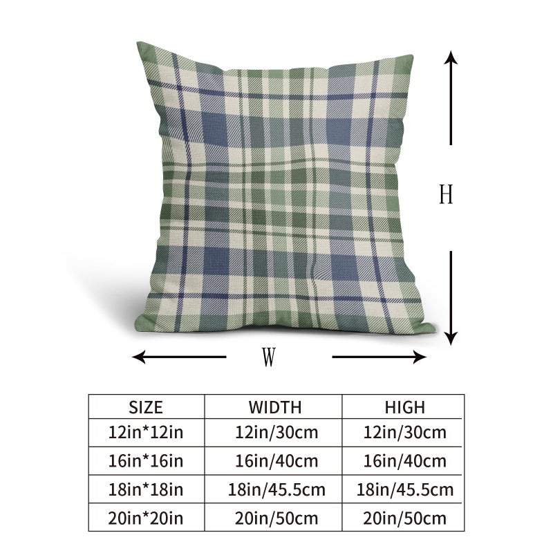 Aytipun Blue Sage Green Spring Plaid Pillow Covers 18x18 Set of 2 Seasonal Tartan Buffalo Plaid Holiday Print Decorative Outdoor Pillowcases Farmhouse Summer Throw Cushion Case Couch Sofa Bed Decor - Image 5