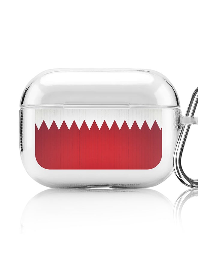 Stylizedd Classic Clear printed Case for Apple AirPods Pro 2nd Generation Thin Transparent Cover [Designed for Apple AirPods Pro 2nd Generation] - Flag of Bahrain  - Image 1
