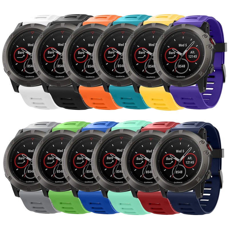 QGHXO حزام لجهاز Garmin Fenix 3، حزام ساعة بديل من السيليكون الناعم لجهاز Garmin Fenix 3 HR الذكي (بدون متتبع) - Image 2